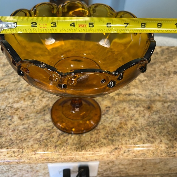 Tear drop amber Indiana glass compote - Picture 3 of 5